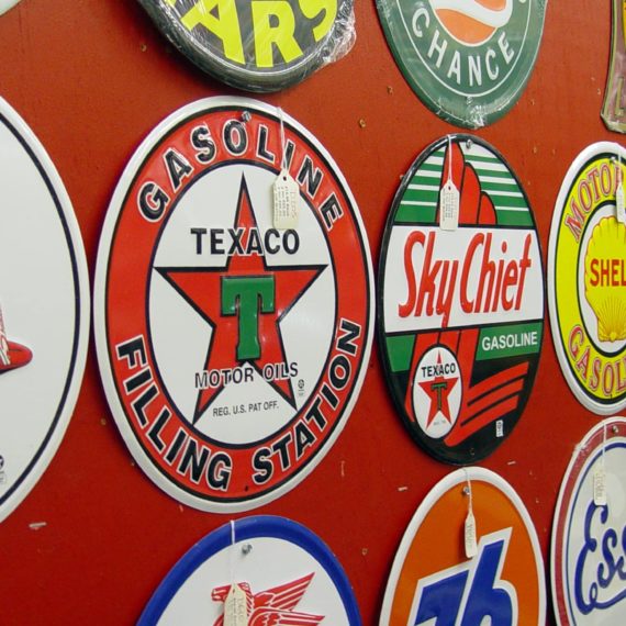 Reproductions of old tin signs