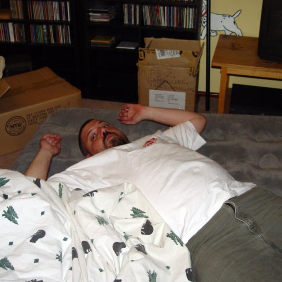 Man on air mattress