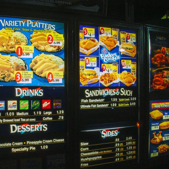 Drive thru menu at Long John Silvers in 2003