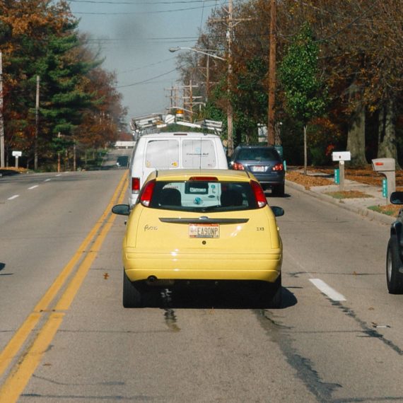 A yellow Ford Focus in Egg Yolk Yellow