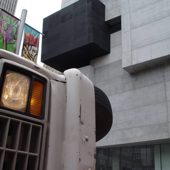 Van on side outside Contemporary Art Center in Cincinnati