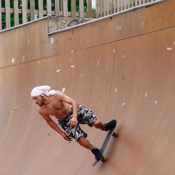 Skater on half pipe