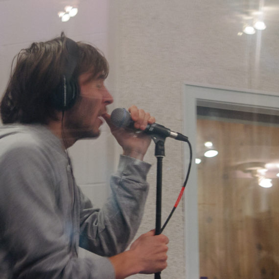 Thomas Mars sings in a studio performance in Cincinnati Ohio