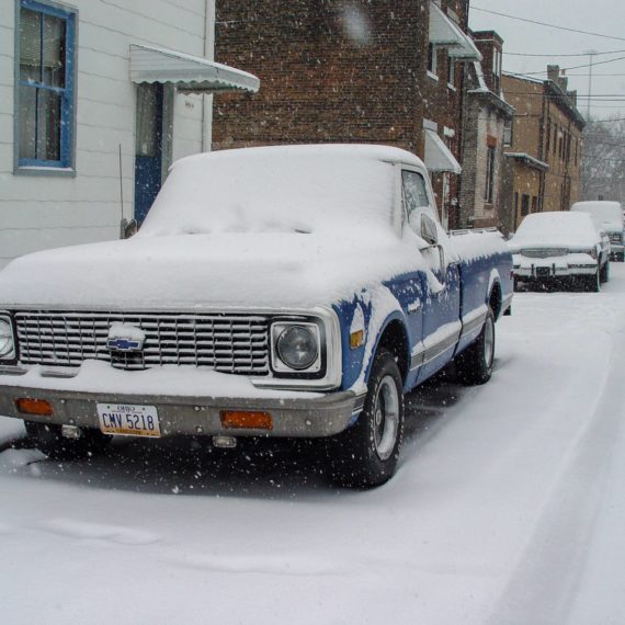 Chevy truck in snow