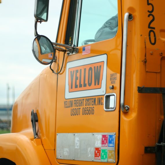 Yellow truck door