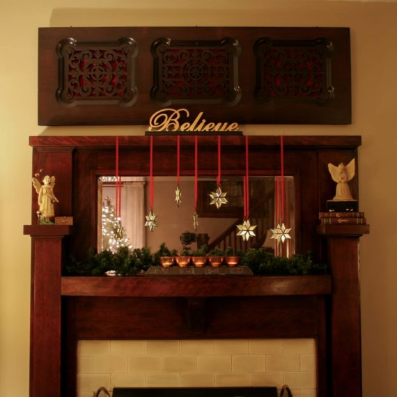 Believe mantle decorations for Christmas