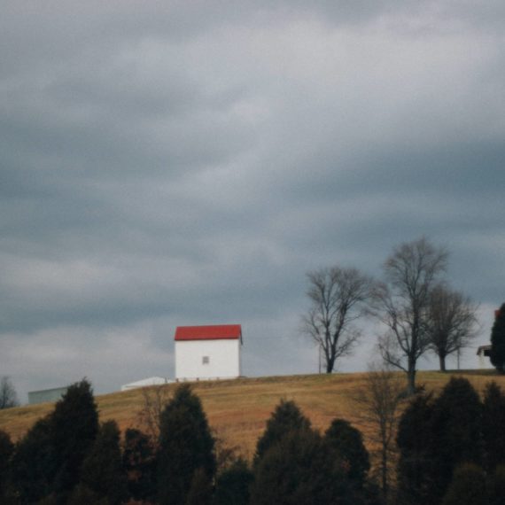 Barn, stormy skies