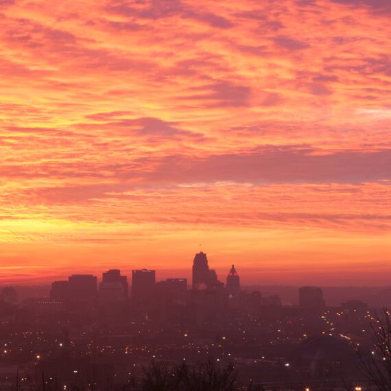 Sunrise and Cincinnati skyline