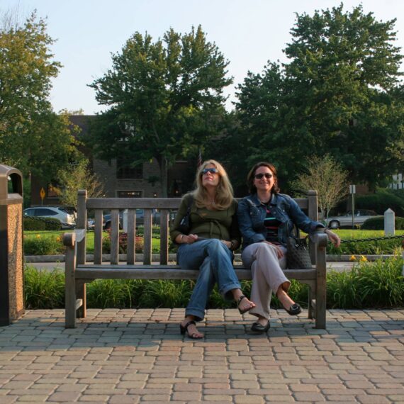 Two women on bench