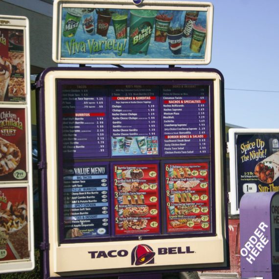 Taco Bell menu board in drive-thru