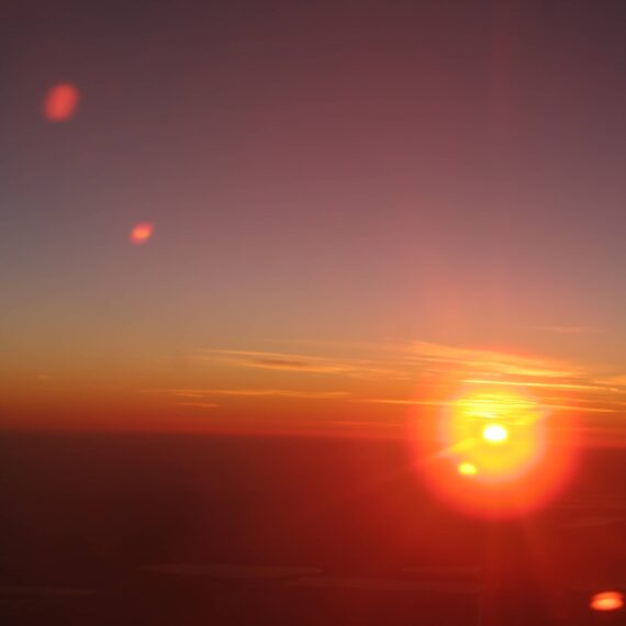 Sunset from plane window