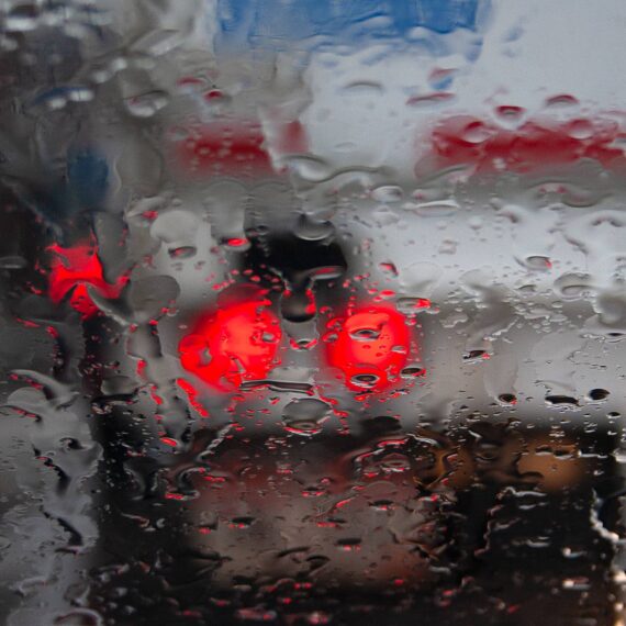 Truck lights in rain