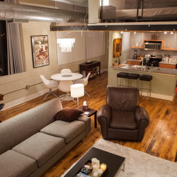 Loft apartment, staged to look clean