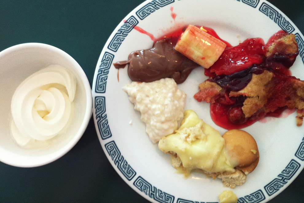 a selection of desserts from a Golden Corral buffet