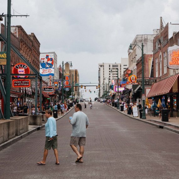 Beale Street with all the bars and music joints in Memphis, Tennessee