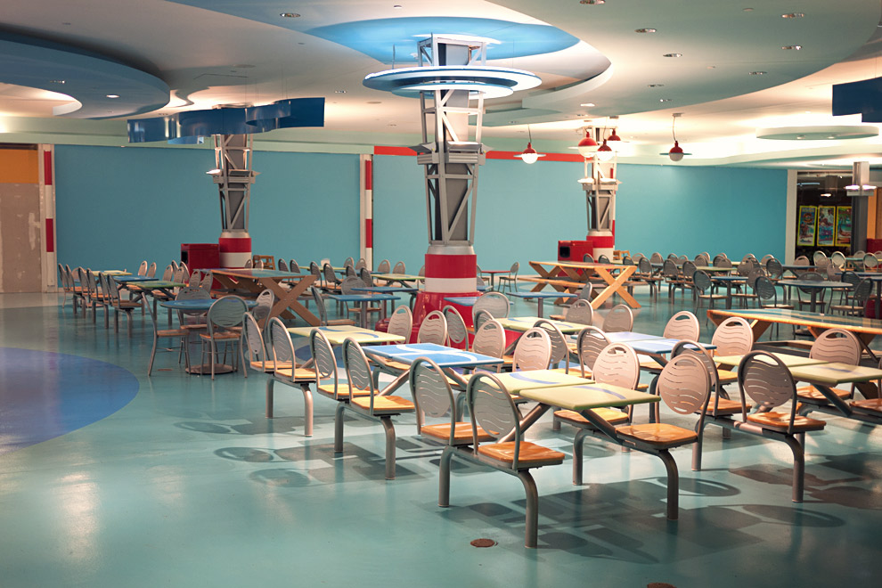 An empty mall food court