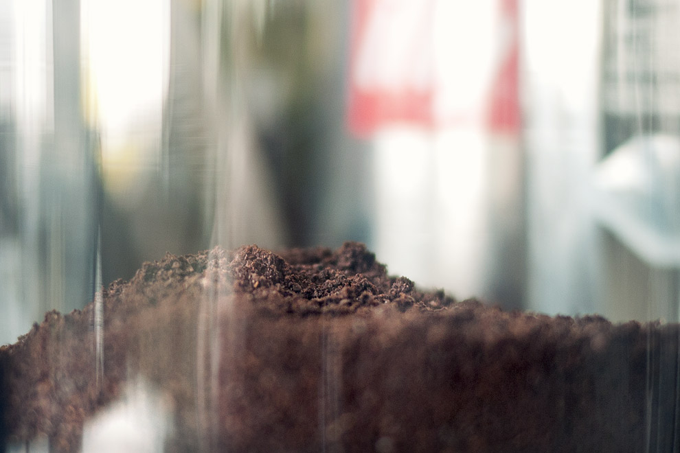 Closeup of coffee grounds