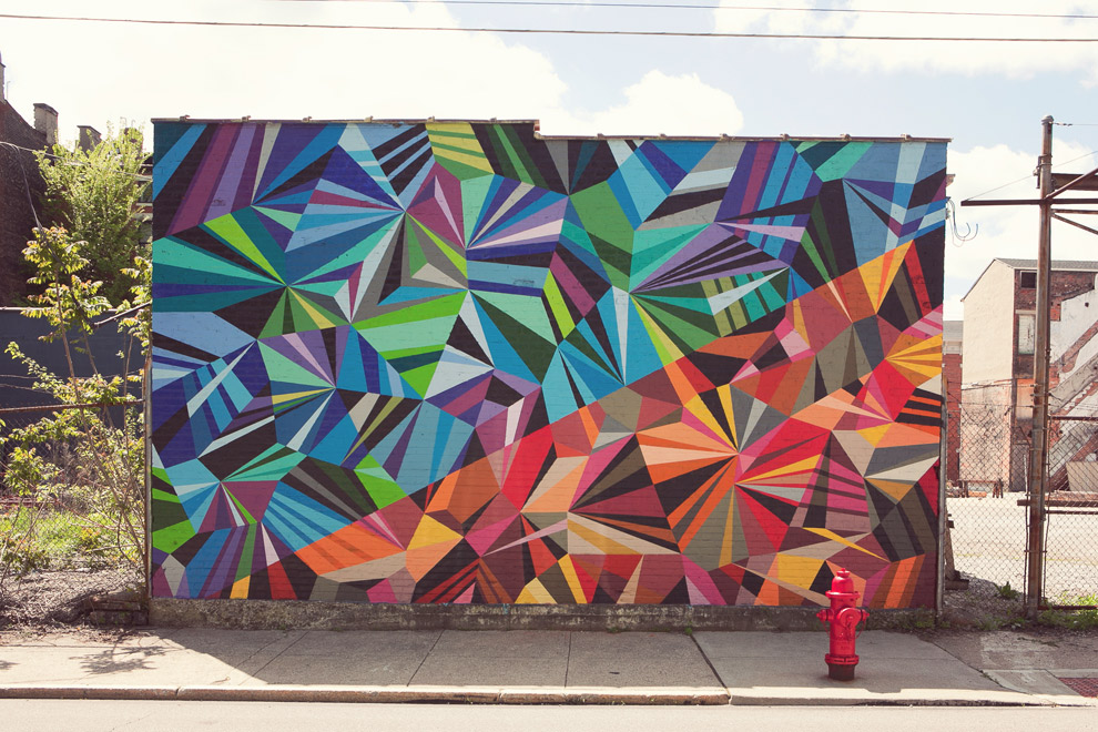 A geometric mural