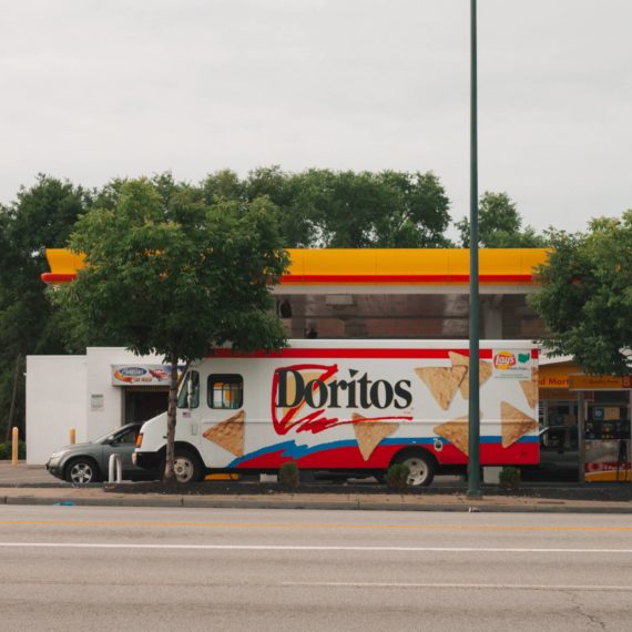 Doritos truck at gas station