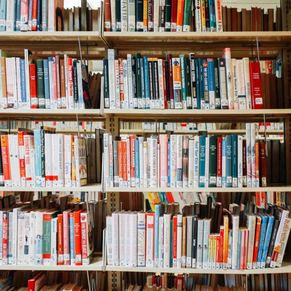 Books on shelf in libary