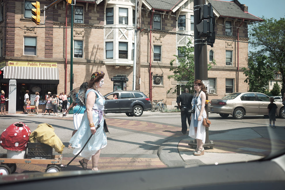 Clowns on street