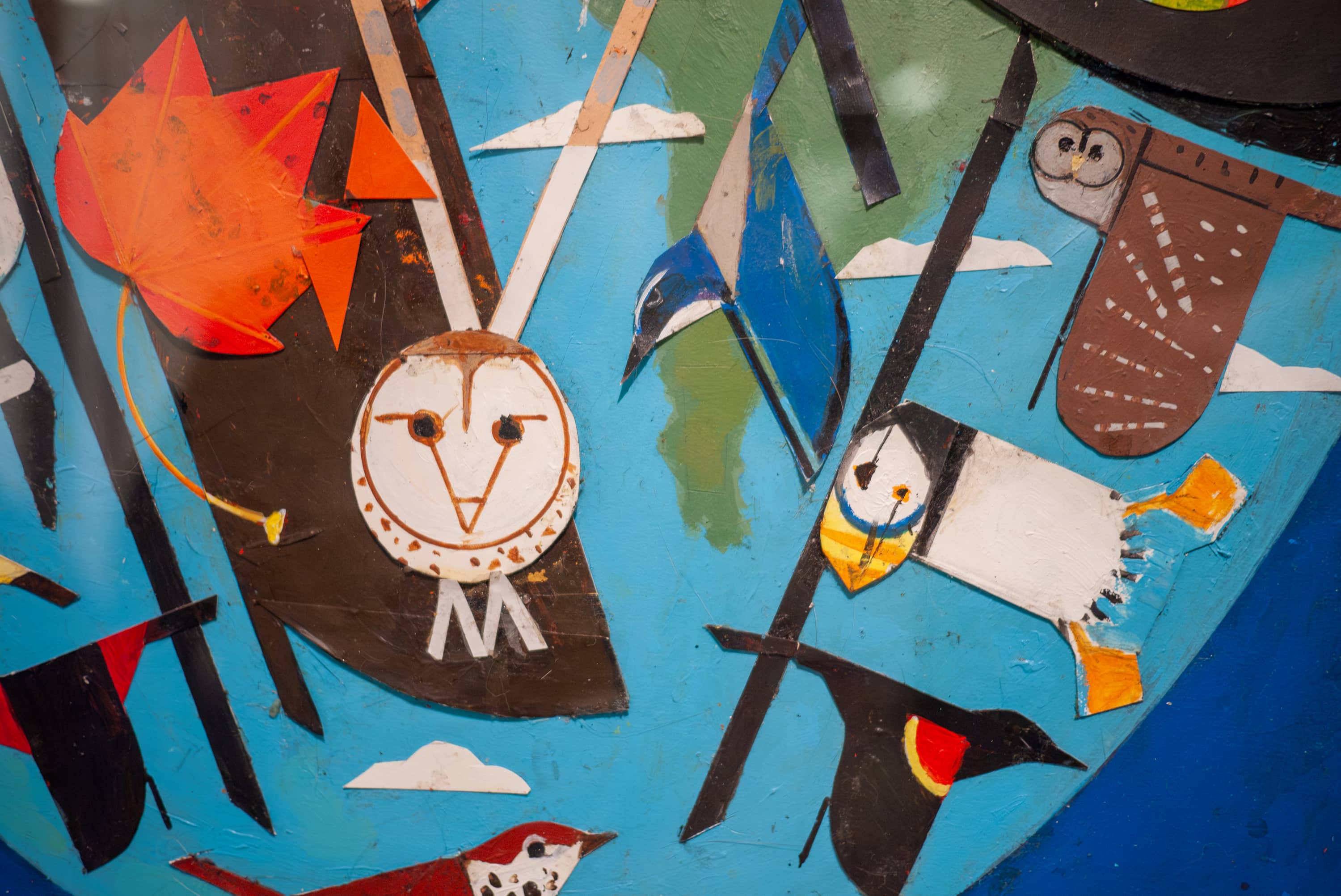 Detail of Charlie Harper art with birds