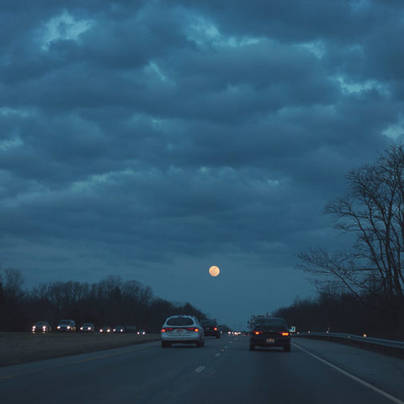 The moon, at late dusk