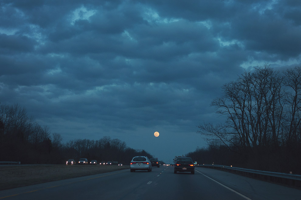 The moon, at late dusk