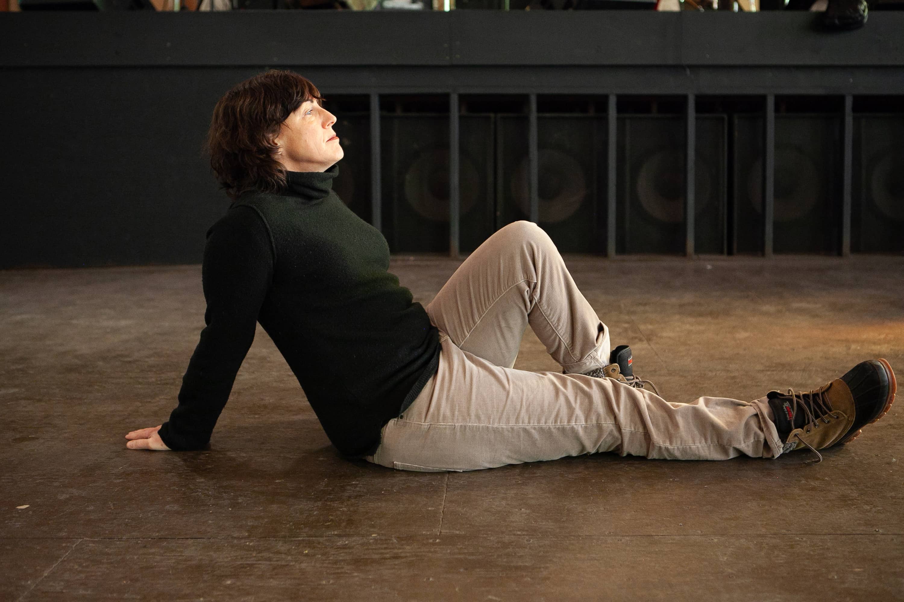 Carrie Bradley posed on floor