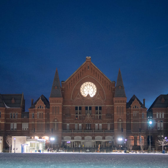 A beautiful building at night in Cincinnati Ohio