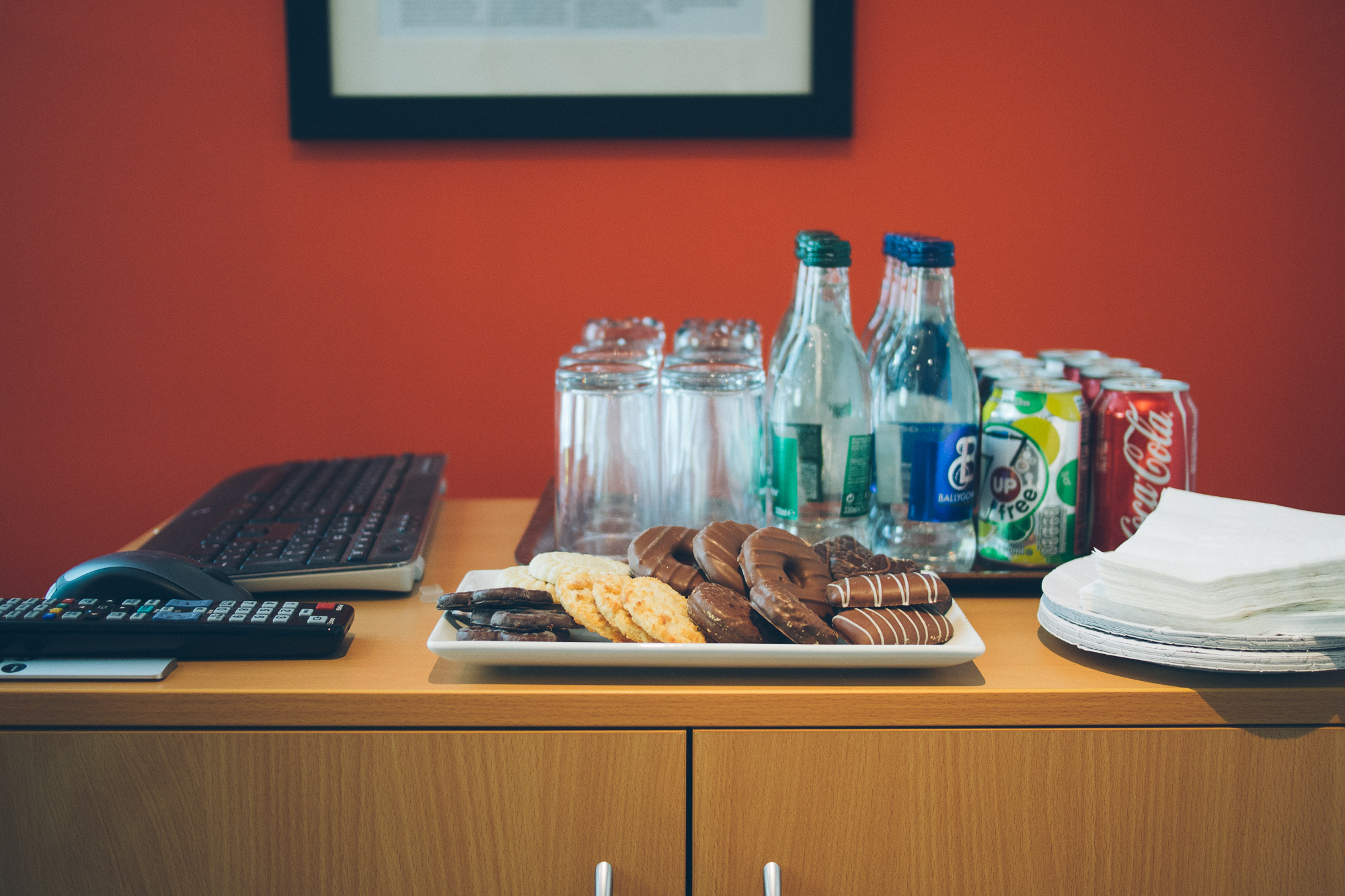 Refreshments in a conference room