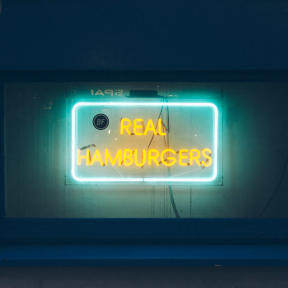 Real Hamburgers neon sign