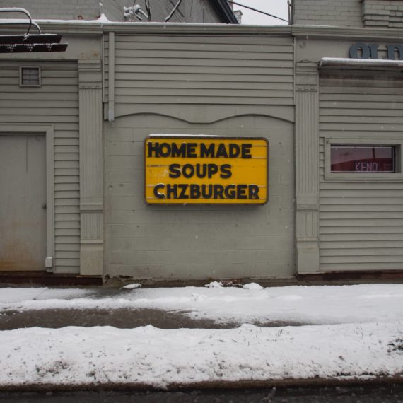 Sign that says HOMEMADE SOUPS CHZBURGER