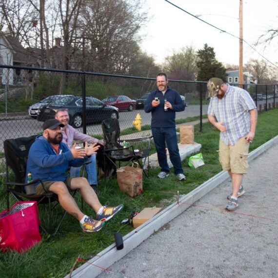 Men playing bocce ball