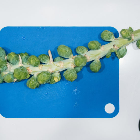 Brussel sprouts on a cutting board