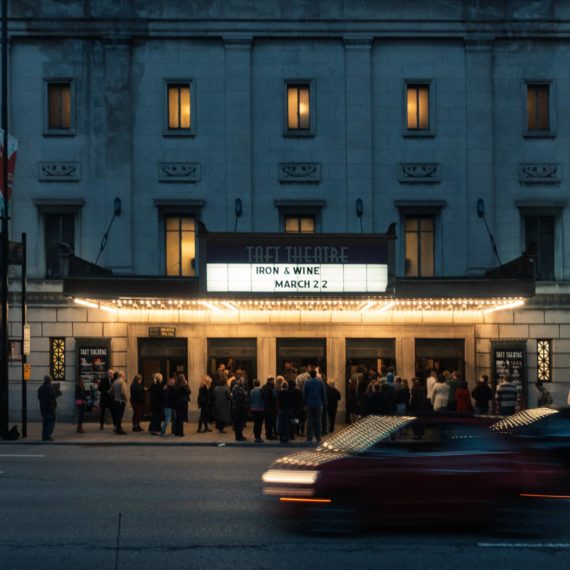 Iron & Wine on a marquee at a theatre