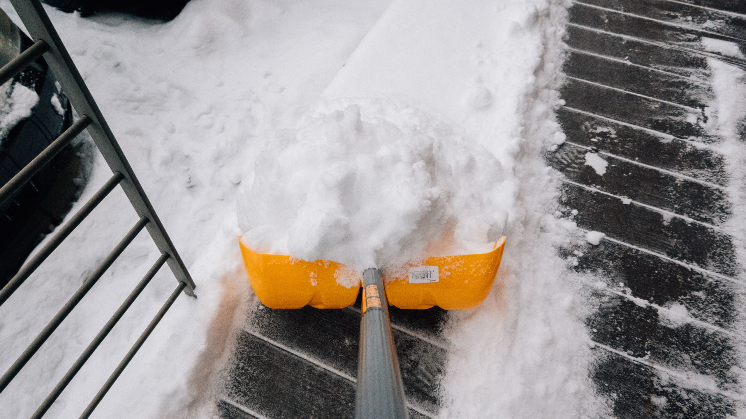 First person view shoveling snow