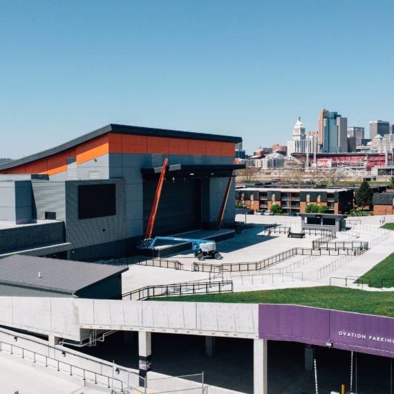 Drone shot of the PromoWest Pavilion at Ovation