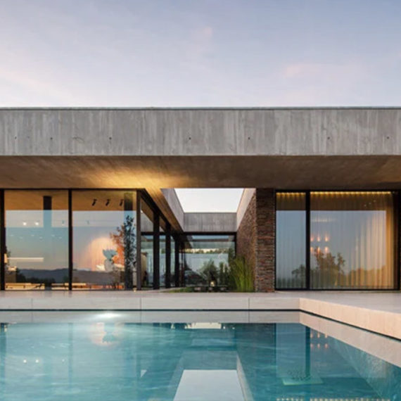 Modern house design with clean lines and a pool