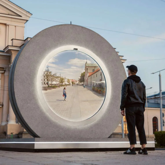 A circular video portal