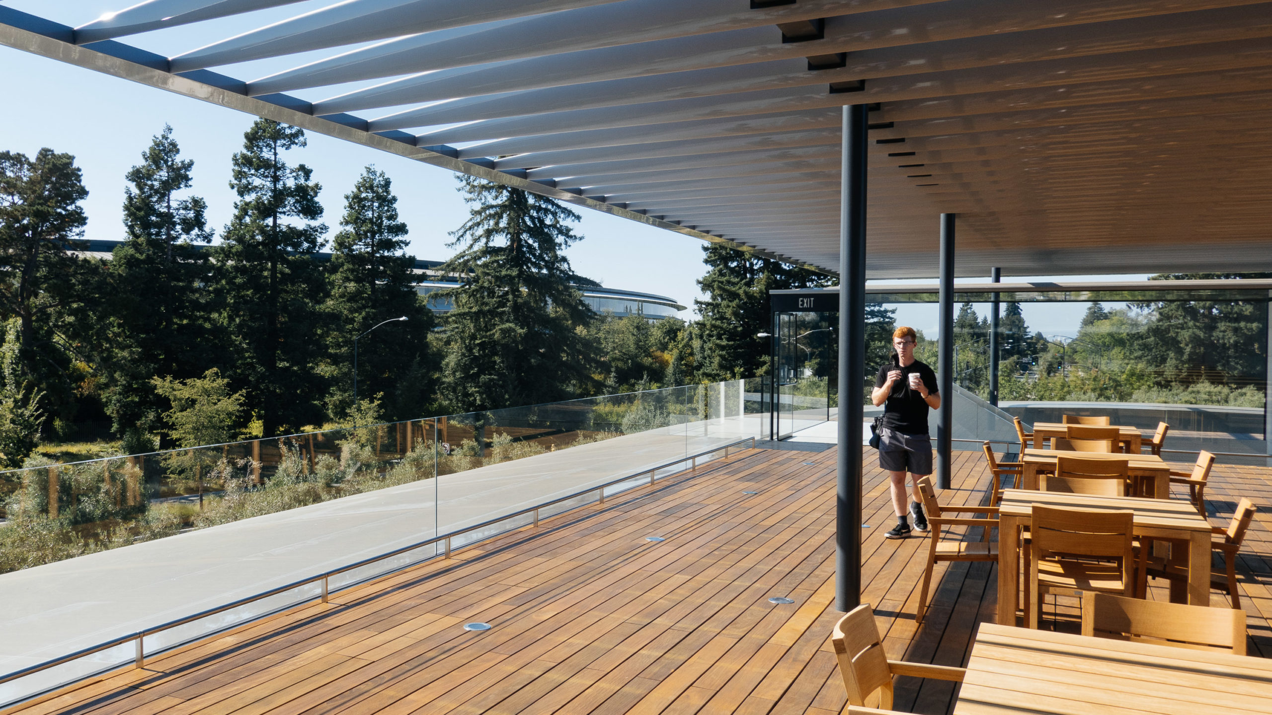 A deck overlooking Apple Park