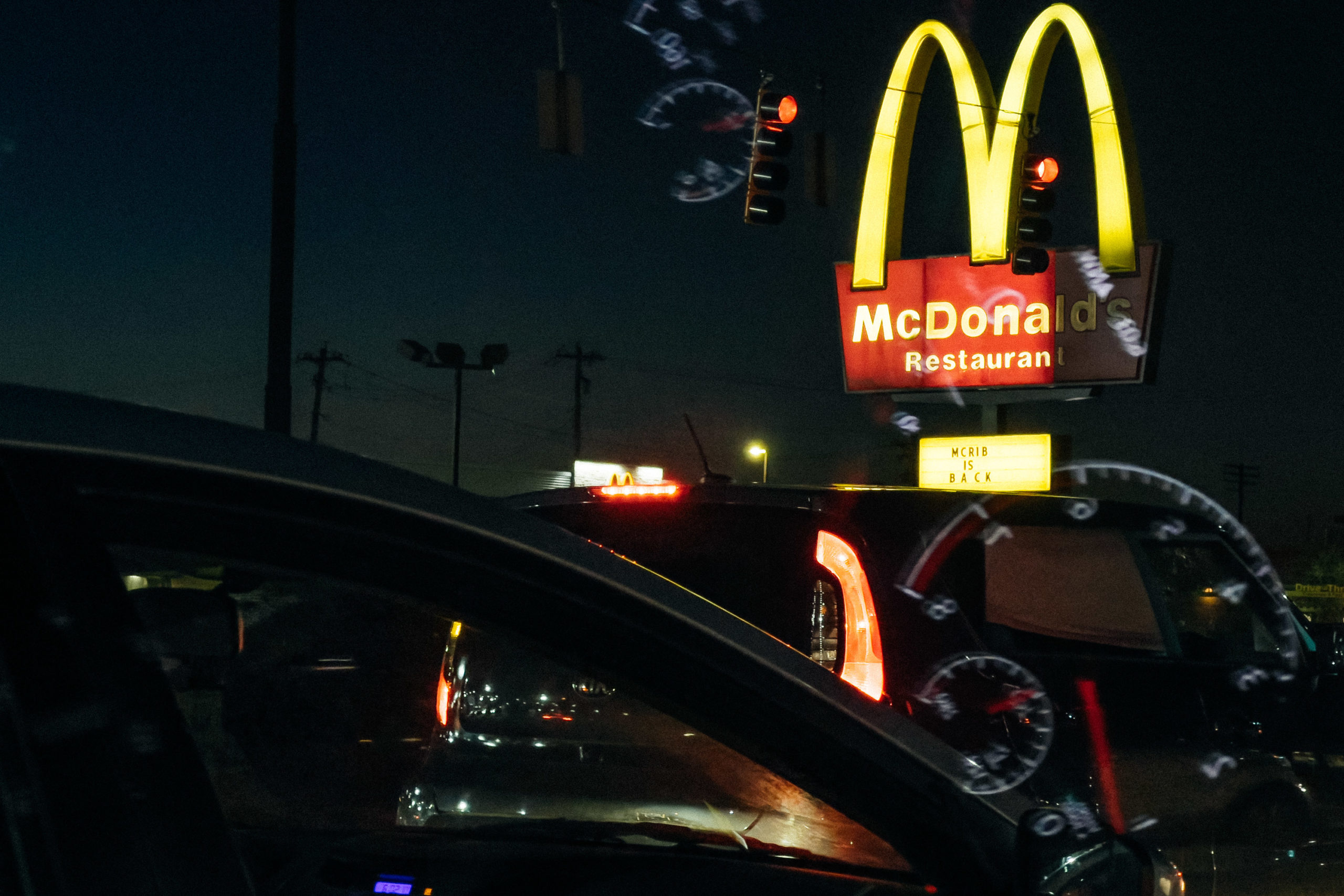 McDonalds sign at night saying the McRib is back