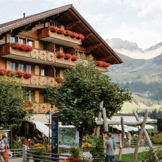 A classic hotel in the Swiss Alpine village in the Bernese Oberland region