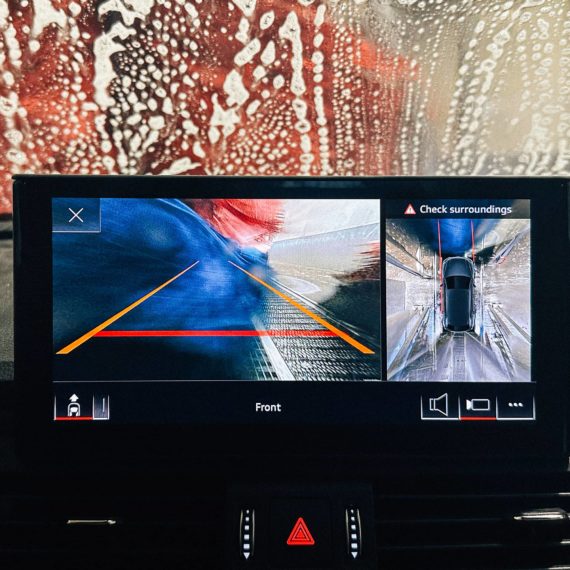 360 degree dashboard camera of an SUV in a car wash