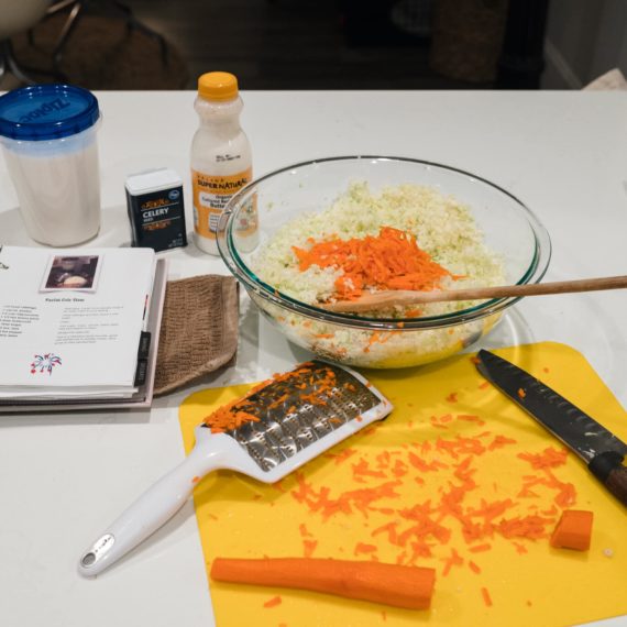 Cole slaw being prepared