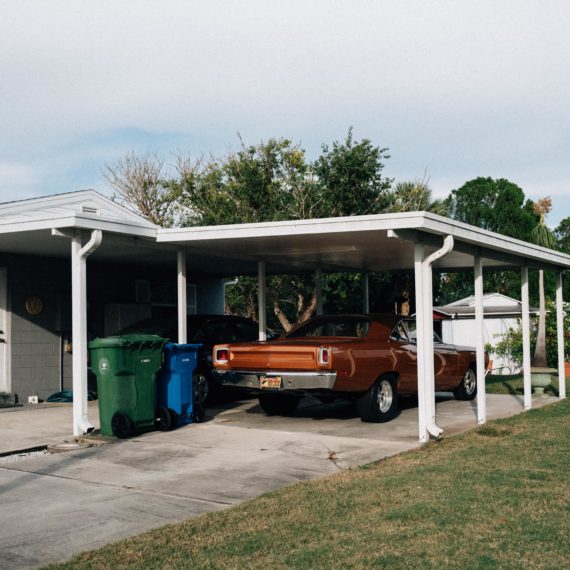 Carport with classic car in Florida