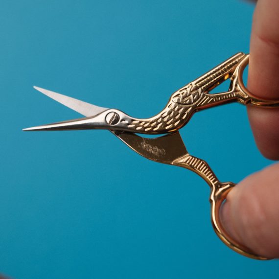 Holding a pair of embroidery scissors