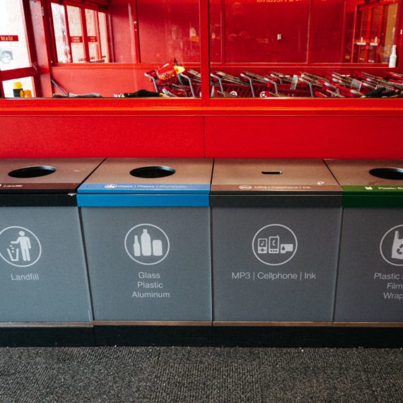 Recycling bins at a Target store