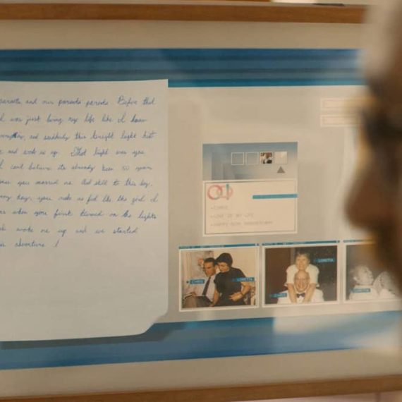 screen grab from the movie Her. An interface shows a letter being hand written