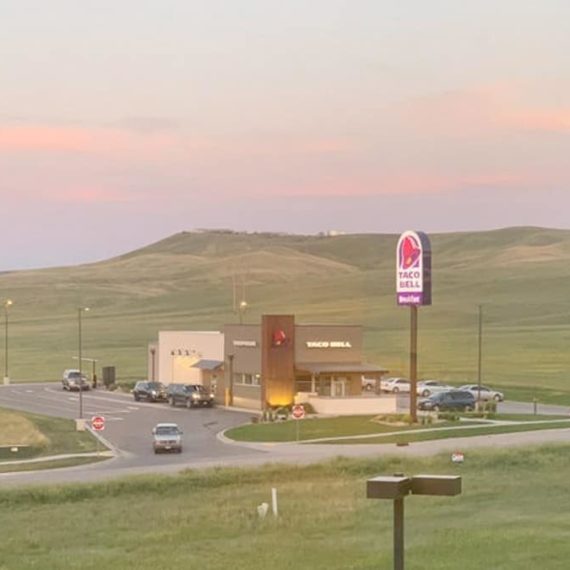 A taco bell set in the foothills of Rapid City, South Dakota